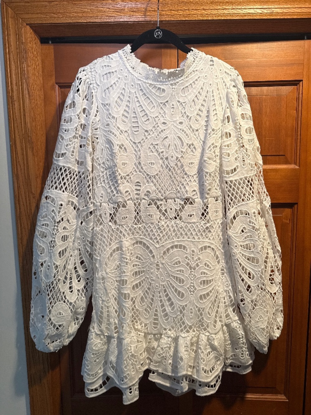 Showpo White Cutwork Lace Long Sleeve Mini Dress